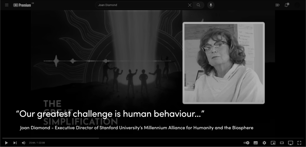 “Our greatest challenge is human behaviour…”Joan Diamond - Executive Director of Stanford University’s Millennium Alliance for Humanity and the Biosphere
